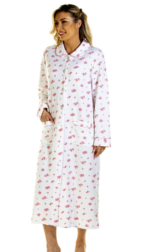 La Marquise Pink Blush Mock Quilt Housecoat